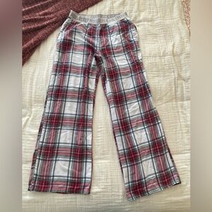 Hollister womens Red and White Plaid wide leg Pajama Bottoms size Medium